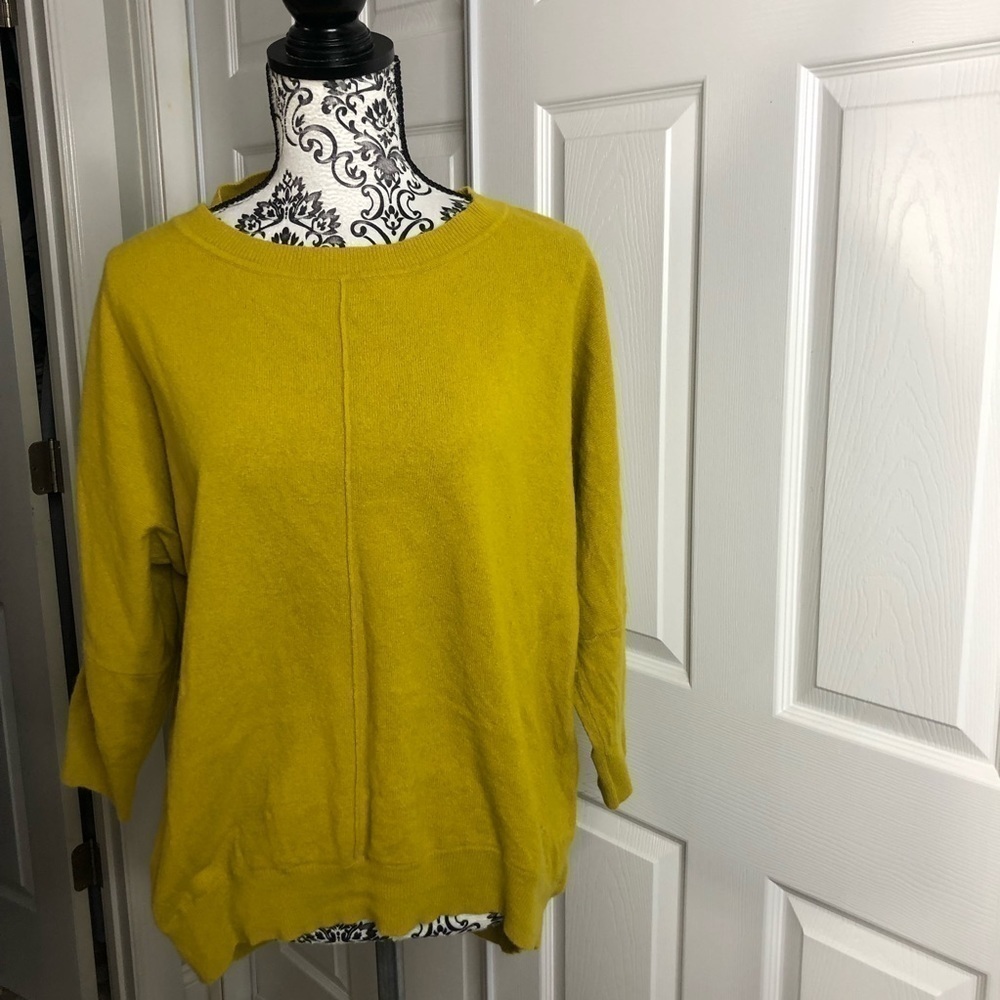 Jigsaw Sweater Lambswool Cashmere Blend Front Pleat Back Button‎ Sweater L